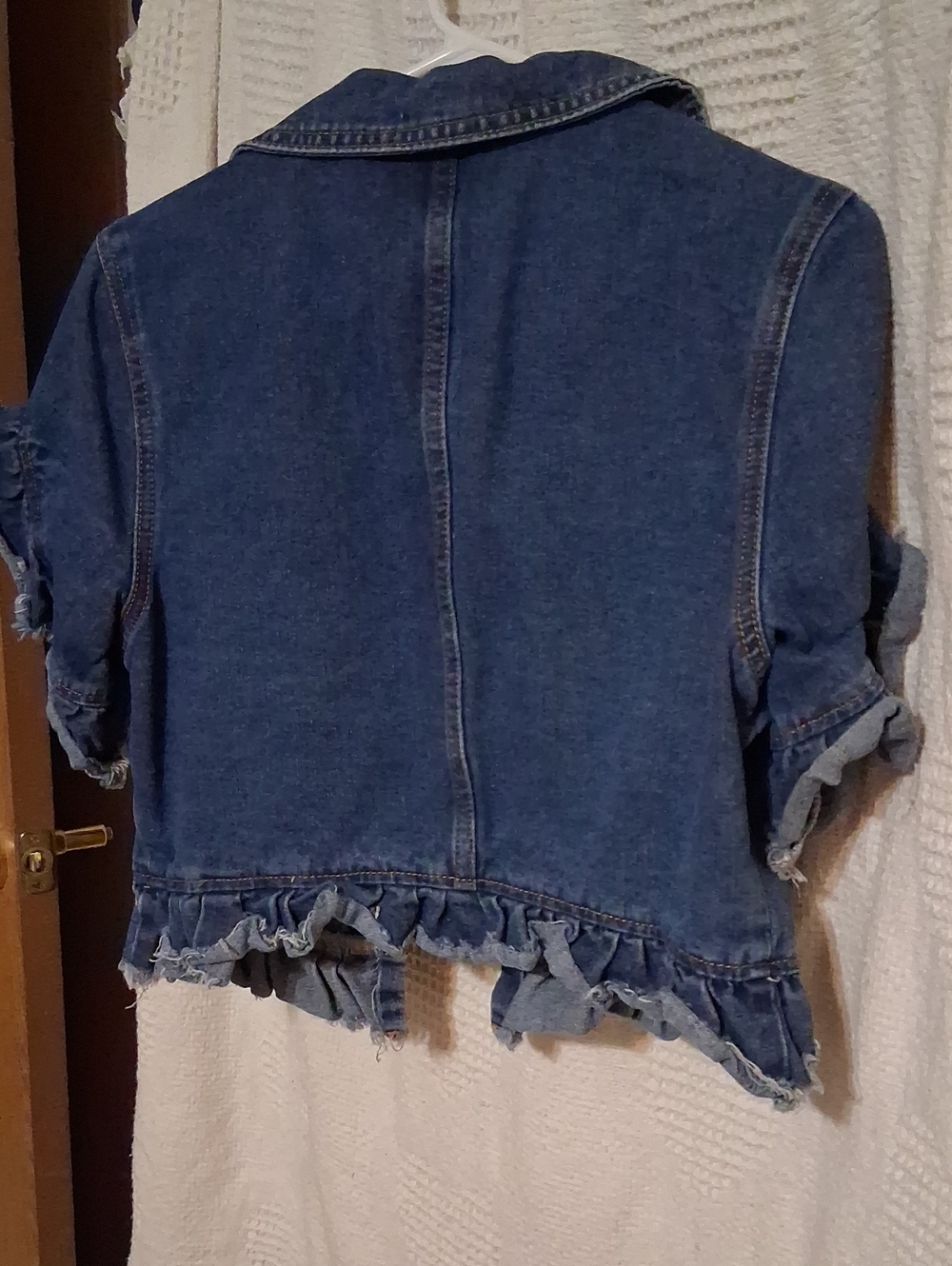 Cropped Riffle Sleeve Denim Jacket - Picture 3 of 3